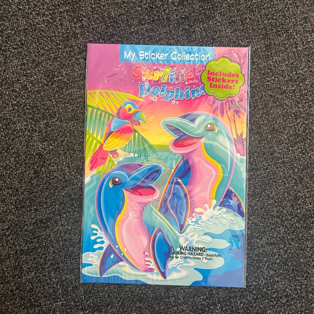 •90s Lisa Frank Surfing Dolphins Sticker Book with Stickers NOS•
